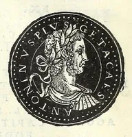 An illustration from Fasti et trivmphi Rom. a Romvlo rege vsqve ad Carolvm V. Caes. Aug., sive, Epitome regum, consulum, dictatorum, magistror. equitum, tribunorum militum consulari potestate, censorum, impp. & aliorum magistratuum Roman. cum orientalium tum occidentalium, ex antiquitatum monumentis maxima cum fide ac diligentia desumpta (1557)