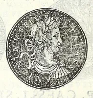 An illustration from Fasti et trivmphi Rom. a Romvlo rege vsqve ad Carolvm V. Caes. Aug., sive, Epitome regum, consulum, dictatorum, magistror. equitum, tribunorum militum consulari potestate, censorum, impp. & aliorum magistratuum Roman. cum orientalium tum occidentalium, ex antiquitatum monumentis maxima cum fide ac diligentia desumpta (1557)
