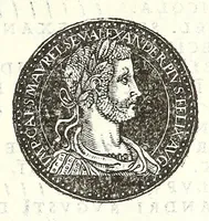 An illustration from Fasti et trivmphi Rom. a Romvlo rege vsqve ad Carolvm V. Caes. Aug., sive, Epitome regum, consulum, dictatorum, magistror. equitum, tribunorum militum consulari potestate, censorum, impp. & aliorum magistratuum Roman. cum orientalium tum occidentalium, ex antiquitatum monumentis maxima cum fide ac diligentia desumpta (1557)