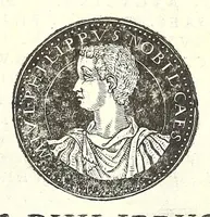 An illustration from Fasti et trivmphi Rom. a Romvlo rege vsqve ad Carolvm V. Caes. Aug., sive, Epitome regum, consulum, dictatorum, magistror. equitum, tribunorum militum consulari potestate, censorum, impp. & aliorum magistratuum Roman. cum orientalium tum occidentalium, ex antiquitatum monumentis maxima cum fide ac diligentia desumpta (1557)