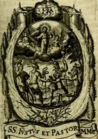 An illustration from Fasti Mariani cum illustrium diuorum imaginib. & elogijs prope DC. in singulos anni menses diésq SS. natales distributis (1630)