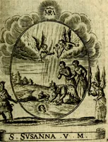 Picture 64 of 287 from Fasti Mariani cum illustrium diuorum imaginib. & elogijs prope DC. in singulos anni menses diésq SS. natales distributis (1630), leaf 134