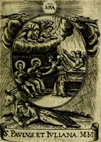 Picture 73 of 287 from Fasti Mariani cum illustrium diuorum imaginib. & elogijs prope DC. in singulos anni menses diésq SS. natales distributis (1630), leaf 152