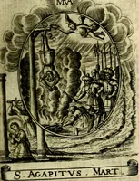 Picture 75 of 287 from Fasti Mariani cum illustrium diuorum imaginib. & elogijs prope DC. in singulos anni menses diésq SS. natales distributis (1630), leaf 156