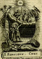 Picture 77 of 287 from Fasti Mariani cum illustrium diuorum imaginib. & elogijs prope DC. in singulos anni menses diésq SS. natales distributis (1630), leaf 160