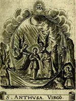 Picture 83 of 287 from Fasti Mariani cum illustrium diuorum imaginib. & elogijs prope DC. in singulos anni menses diésq SS. natales distributis (1630), leaf 172