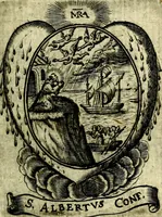 An illustration from Fasti Mariani cum illustrium diuorum imaginib. & elogijs prope DC. in singulos anni menses diésq SS. natales distributis (1630)