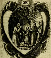 An illustration from Fasti Mariani cum illustrium diuorum imaginib. & elogijs prope DC. in singulos anni menses diésq SS. natales distributis (1630)