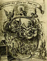 An illustration from Fasti Mariani cum illustrium diuorum imaginib. & elogijs prope DC. in singulos anni menses diésq SS. natales distributis (1630)