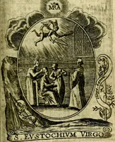 Picture 198 of 287 from Fasti Mariani cum illustrium diuorum imaginib. & elogijs prope DC. in singulos anni menses diésq SS. natales distributis (1630), leaf 408