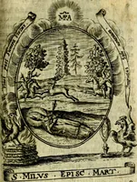 An illustration from Fasti Mariani cum illustrium diuorum imaginib. & elogijs prope DC. in singulos anni menses diésq SS. natales distributis (1630)