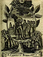 An illustration from Fasti Mariani cum illustrium diuorum imaginib. & elogijs prope DC. in singulos anni menses diésq SS. natales distributis (1630)