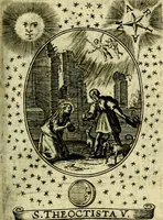 An illustration from Fasti Mariani cum illustrium diuorum imaginib. & elogijs prope DC. in singulos anni menses diésq SS. natales distributis (1630)