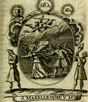 Picture 213 of 287 from Fasti Mariani cum illustrium diuorum imaginib. & elogijs prope DC. in singulos anni menses diésq SS. natales distributis (1630), leaf 438