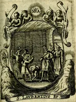 Picture 218 of 287 from Fasti Mariani cum illustrium diuorum imaginib. & elogijs prope DC. in singulos anni menses diésq SS. natales distributis (1630), leaf 448