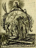 An illustration from Fasti Mariani cum illustrium diuorum imaginib. & elogijs prope DC. in singulos anni menses diésq SS. natales distributis (1630)