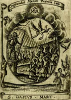 Picture 225 of 287 from Fasti Mariani cum illustrium diuorum imaginib. & elogijs prope DC. in singulos anni menses diésq SS. natales distributis (1630), leaf 462