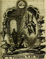 An illustration from Fasti Mariani cum illustrium diuorum imaginib. & elogijs prope DC. in singulos anni menses diésq SS. natales distributis (1630)