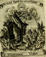 Picture 24 of 287 from Fasti Mariani cum illustrium diuorum imaginib. & elogijs prope DC. in singulos anni menses diésq SS. natales distributis (1630), leaf 52