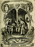 Picture 258 of 287 from Fasti Mariani cum illustrium diuorum imaginib. & elogijs prope DC. in singulos anni menses diésq SS. natales distributis (1630), leaf 530