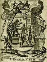 An illustration from Fasti Mariani cum illustrium diuorum imaginib. & elogijs prope DC. in singulos anni menses diésq SS. natales distributis (1630)