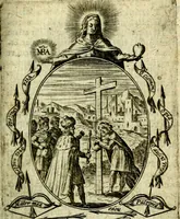 An illustration from Fasti Mariani cum illustrium diuorum imaginib. & elogijs prope DC. in singulos anni menses diésq SS. natales distributis (1630)