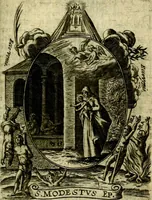 An illustration from Fasti Mariani cum illustrium diuorum imaginib. & elogijs prope DC. in singulos anni menses diésq SS. natales distributis (1630)