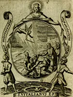 An illustration from Fasti Mariani cum illustrium diuorum imaginib. & elogijs prope DC. in singulos anni menses diésq SS. natales distributis (1630)