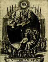 Picture 273 of 287 from Fasti Mariani cum illustrium diuorum imaginib. & elogijs prope DC. in singulos anni menses diésq SS. natales distributis (1630), leaf 564