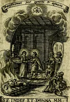 Picture 277 of 287 from Fasti Mariani cum illustrium diuorum imaginib. & elogijs prope DC. in singulos anni menses diésq SS. natales distributis (1630), leaf 574