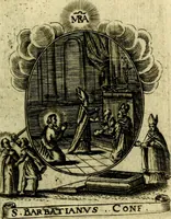 Picture 286 of 287 from Fasti Mariani cum illustrium diuorum imaginib. & elogijs prope DC. in singulos anni menses diésq SS. natales distributis (1630), leaf 592