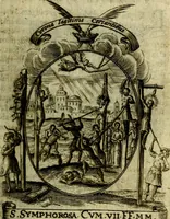 An illustration from Fasti Mariani cum illustrium diuorum imaginib. & elogijs prope DC. in singulos anni menses diésq SS. natales distributis (1630)