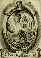 An illustration from Fasti Mariani cum illustrium diuorum imaginib. & elogijs prope DC. in singulos anni menses diésq SS. natales distributis (1630)