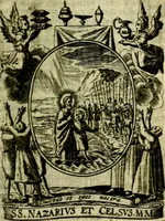 Picture 44 of 287 from Fasti Mariani cum illustrium diuorum imaginib. & elogijs prope DC. in singulos anni menses diésq SS. natales distributis (1630), leaf 92