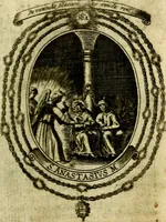 Picture 43 of 291 from Fasti Mariani cum illustrium diuorum imaginib. & elogijs prope DC. in singulos anni menses diésq SS. natales distributis (1630), leaf 100