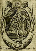 An illustration from Fasti Mariani cum illustrium diuorum imaginib. & elogijs prope DC. in singulos anni menses diésq SS. natales distributis (1630)