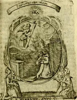 An illustration from Fasti Mariani cum illustrium diuorum imaginib. & elogijs prope DC. in singulos anni menses diésq SS. natales distributis (1630)