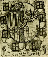 An illustration from Fasti Mariani cum illustrium diuorum imaginib. & elogijs prope DC. in singulos anni menses diésq SS. natales distributis (1630)