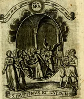 An illustration from Fasti Mariani cum illustrium diuorum imaginib. & elogijs prope DC. in singulos anni menses diésq SS. natales distributis (1630)