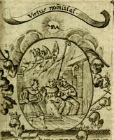 An illustration from Fasti Mariani cum illustrium diuorum imaginib. & elogijs prope DC. in singulos anni menses diésq SS. natales distributis (1630)