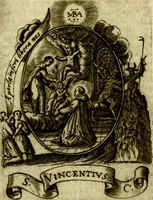 An illustration from Fasti Mariani cum illustrium diuorum imaginib. & elogijs prope DC. in singulos anni menses diésq SS. natales distributis (1630)