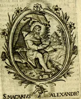 Picture 12 of 291 from Fasti Mariani cum illustrium diuorum imaginib. & elogijs prope DC. in singulos anni menses diésq SS. natales distributis (1630), leaf 38