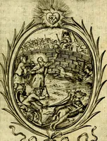 An illustration from Fasti Mariani cum illustrium diuorum imaginib. & elogijs prope DC. in singulos anni menses diésq SS. natales distributis (1630)