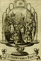 An illustration from Fasti Mariani cum illustrium diuorum imaginib. & elogijs prope DC. in singulos anni menses diésq SS. natales distributis (1630)