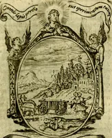 An illustration from Fasti Mariani cum illustrium diuorum imaginib. & elogijs prope DC. in singulos anni menses diésq SS. natales distributis (1630)