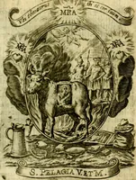 Picture 203 of 291 from Fasti Mariani cum illustrium diuorum imaginib. & elogijs prope DC. in singulos anni menses diésq SS. natales distributis (1630), leaf 434