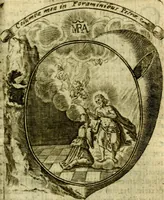 An illustration from Fasti Mariani cum illustrium diuorum imaginib. & elogijs prope DC. in singulos anni menses diésq SS. natales distributis (1630)