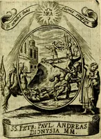 An illustration from Fasti Mariani cum illustrium diuorum imaginib. & elogijs prope DC. in singulos anni menses diésq SS. natales distributis (1630)