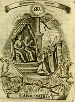 An illustration from Fasti Mariani cum illustrium diuorum imaginib. & elogijs prope DC. in singulos anni menses diésq SS. natales distributis (1630)