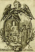 Picture 19 of 291 from Fasti Mariani cum illustrium diuorum imaginib. & elogijs prope DC. in singulos anni menses diésq SS. natales distributis (1630), leaf 52